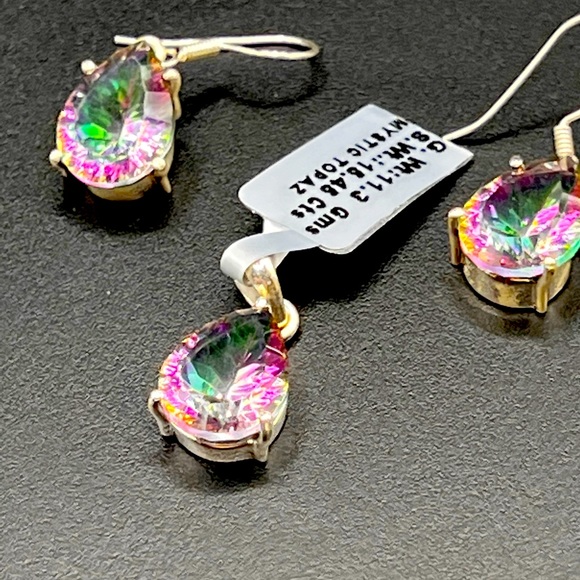 Silver Mystic Topaz Earring and Pendant Set - Picture 1 of 3